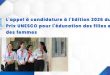 Call for Applications – 2026 UNESCO Prize for Girls’ and Women’s Education
