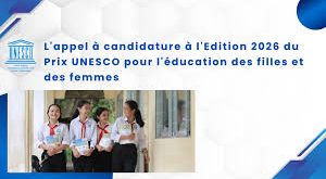 Call for Applications – 2026 UNESCO Prize for Girls’ and Women’s Education